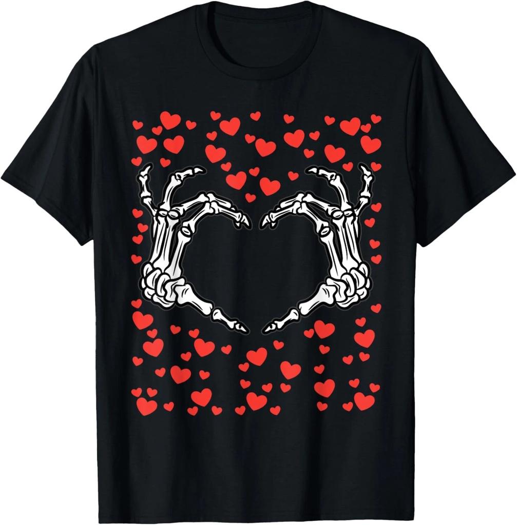 Skeleton Hand Heart Valentines Day Funny Bones Love T- Shirt