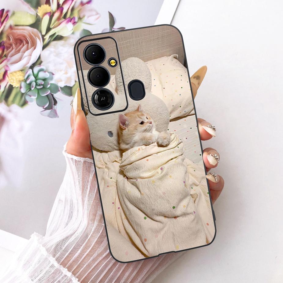 Чехол для Tecno Pop 6 GO BE6j Милый Цветок Бант Расписной Чехол Мягкий ТПУ Чехол для Телефона Для Tecno Pop 6 Pro BE8 Pop6 GO Задняя Крышка Coque