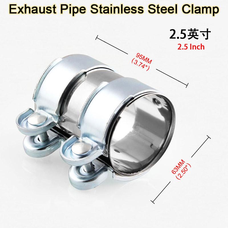 Car Motorcycles Universal 2"/2.5" Exhaust Clamp Stainless Steel Exhaust Tube Pipe Connector Joiner Sleeve Clamp Adjustable Tip