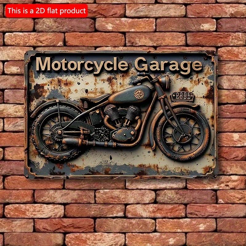 2D Flat Wooden Sign 30*20cm Vintage Motorcycle Garage Wooden Sign, Square Wall Decor for Home, Bar, Restaurant & Living Room, Decorative Sign Wall