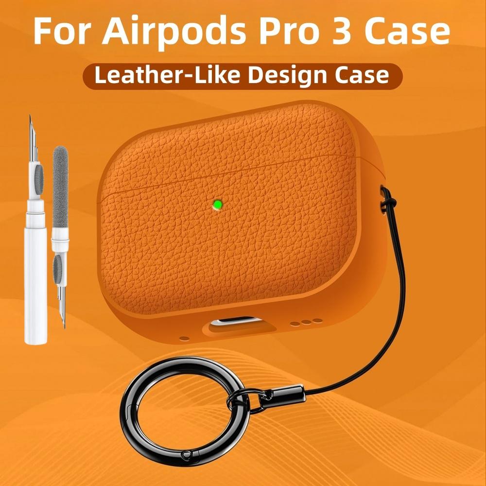 Для Airpods Pro 3 Чехол Мягкий ТПУ Кожаный Дизайн Защитный Чехол со Шнурком и Набором для Чистки Для Apple Последние Airpods Pro 3