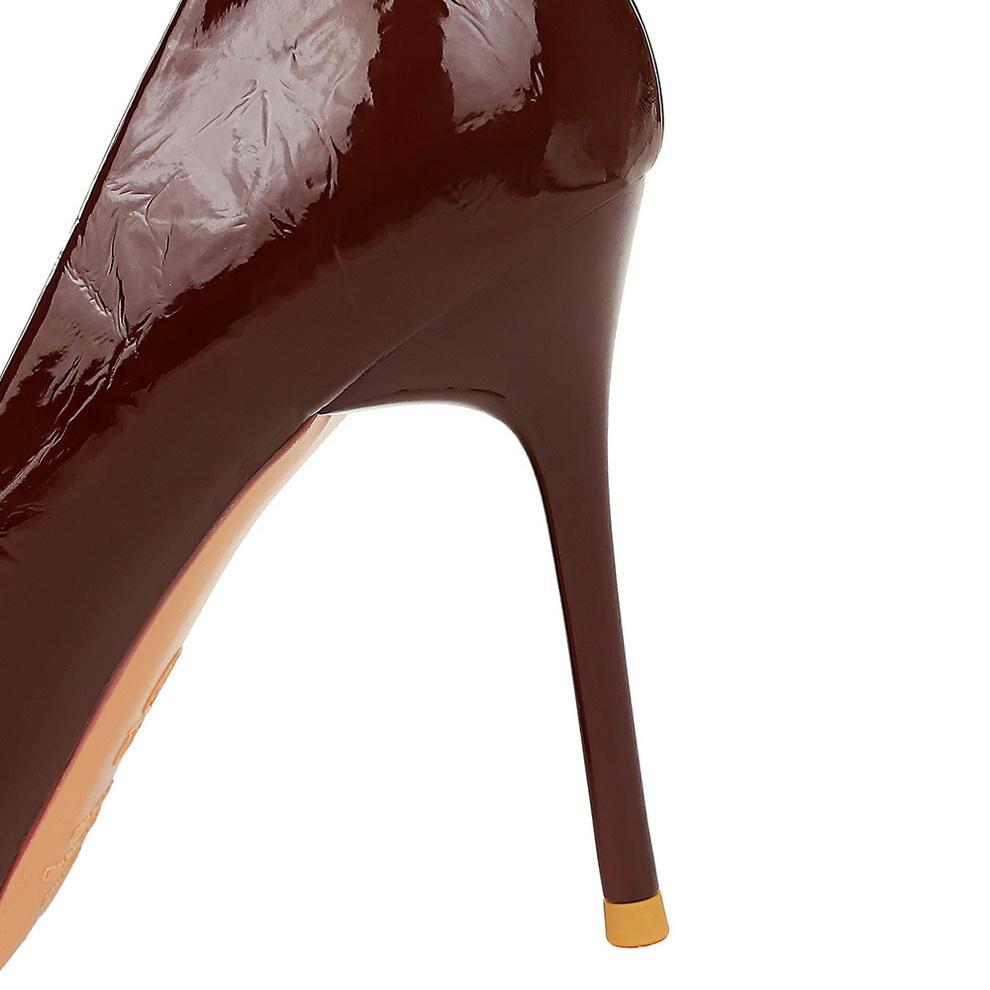 Туфли на высоком каблуке с низким подъемом для женщин, Декоративные супервысокие каблуки с острым железным носком, Одинарные туфли из лакированной кожи