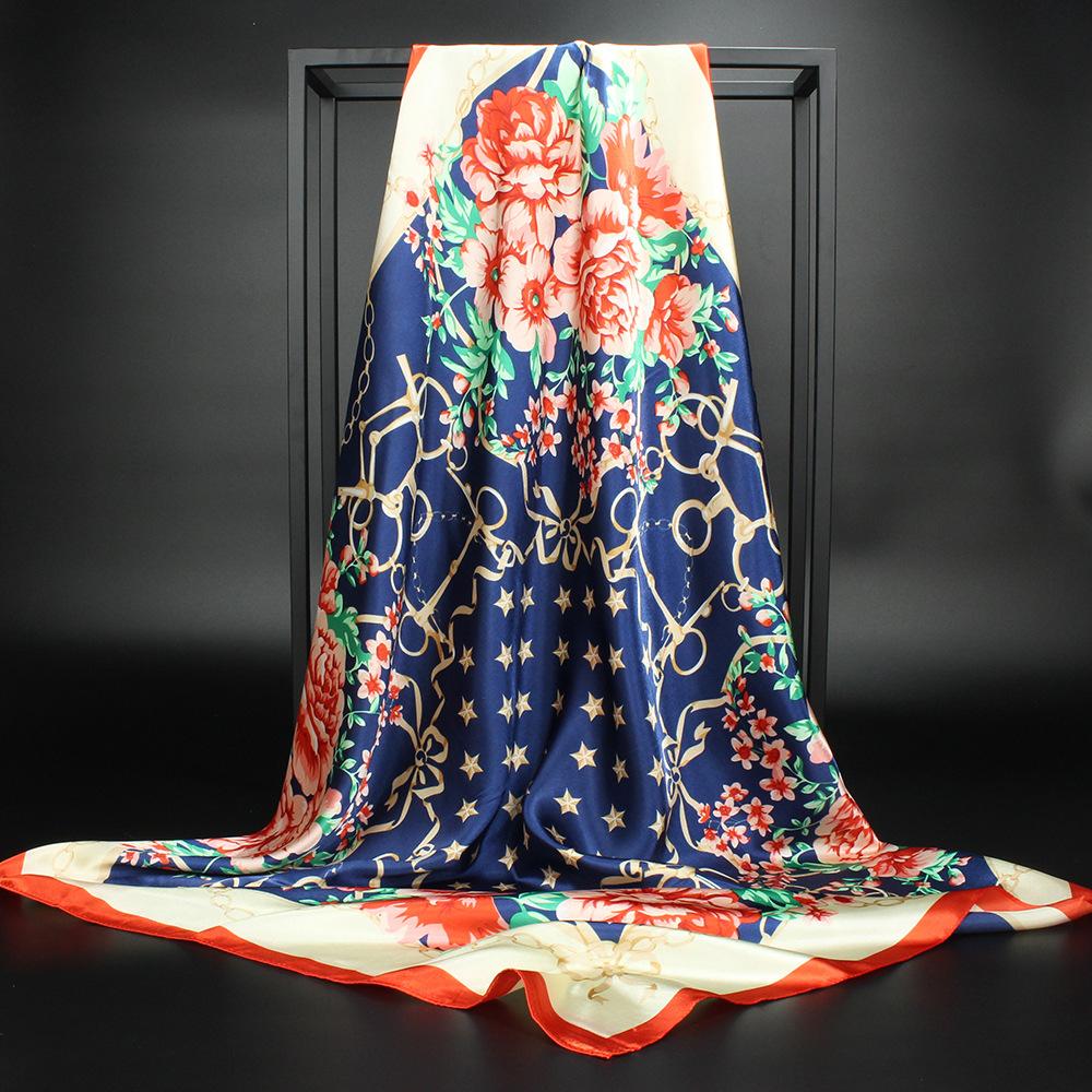 High-quality Luxurious Silk Scarves Headband Scarfs Neck Scarf For Women Chain Silk Scarf Women's Decorative Shawl