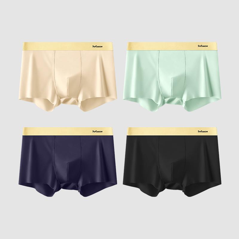 Мужские трусы MiiOW, 3 шт., Ice Silk, 7A, проводящее антибактериальное мужское нижнее белье, летние сексуальные бесшовные боксеры, шорты L-4XL