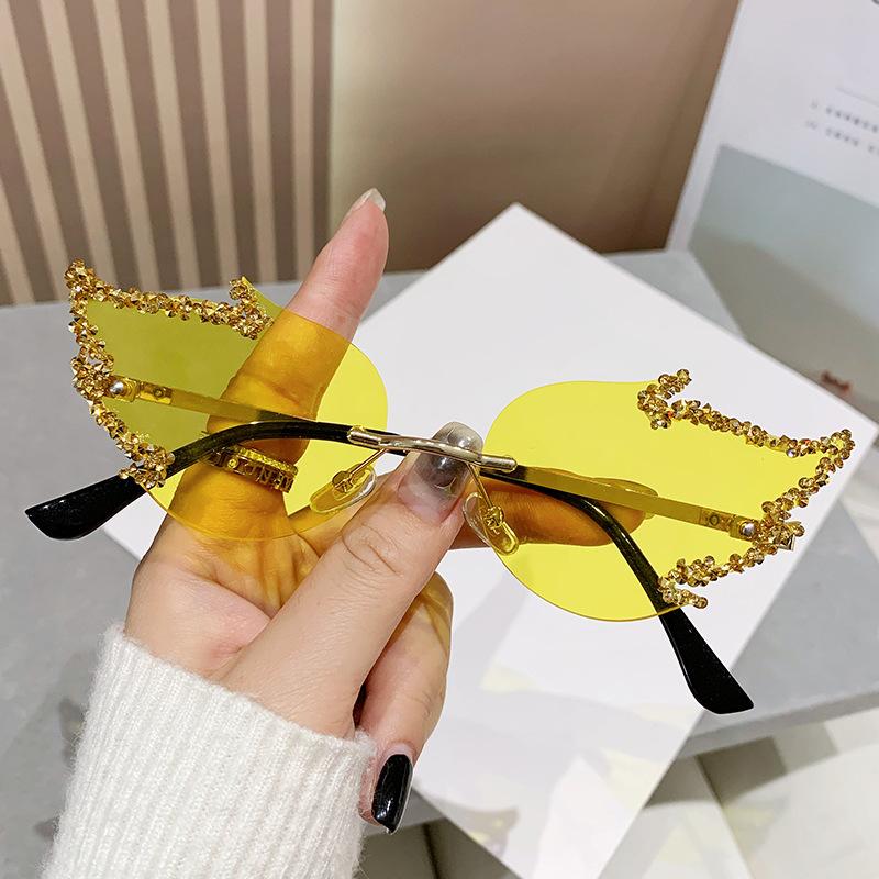 Солнцезащитные очки без оправы с бриллиантами Big Flame Personality Luxury Flash Diamond Sunglasses Halloween Sunglasses