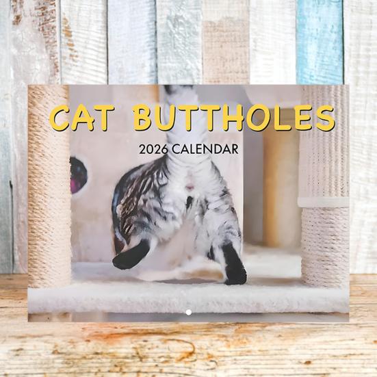 2026 Cat Buttholes Calendar 2026 Funny Cat 12 Monthly Wall Calendar Jan To Dec High-Definition Cat Photography