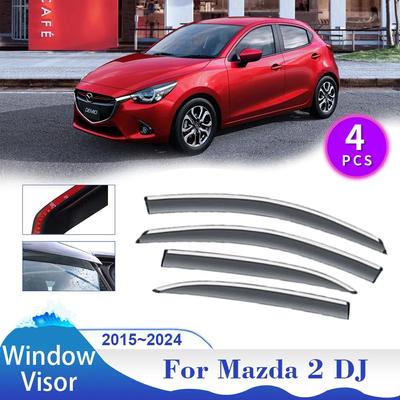 Автомобильный козырек для окон Mazda 2 Demio DJ Hatchback 2015~2024 Солнцезащитный козырек от дождя Дефлекторные навесы Укрытия Вентиляционные дымоходы Аксессуары