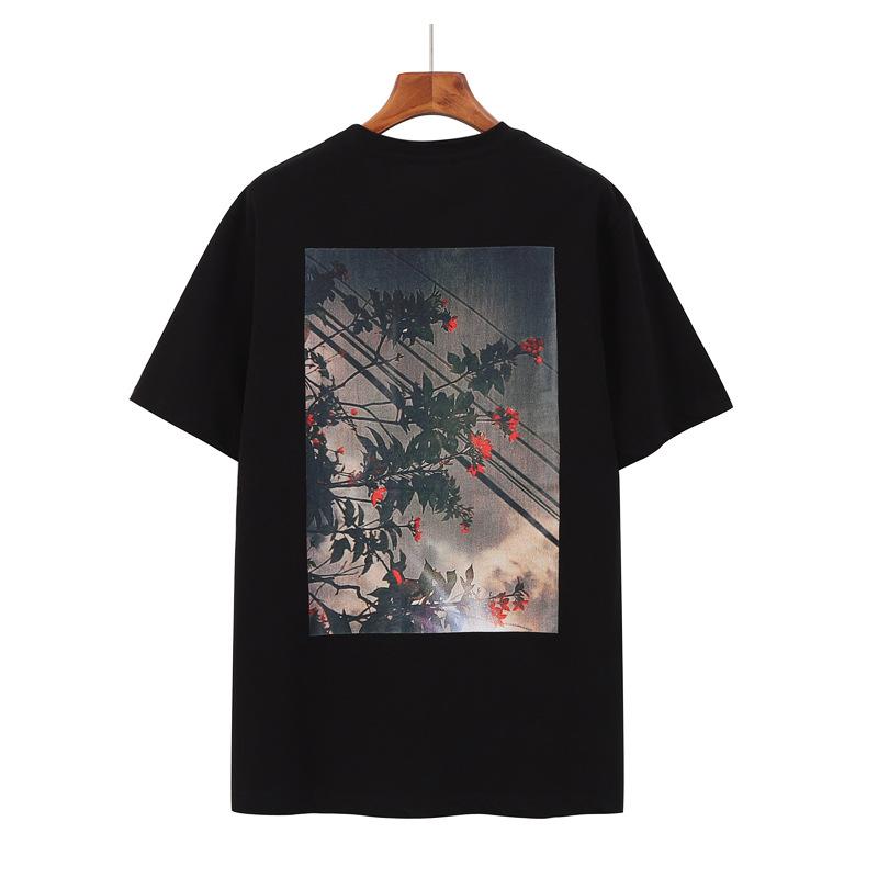 Cross-border tide brand FOG ESSENTIALS double-line flower short-sleeved T-shirt men and women couples high street loose tide
