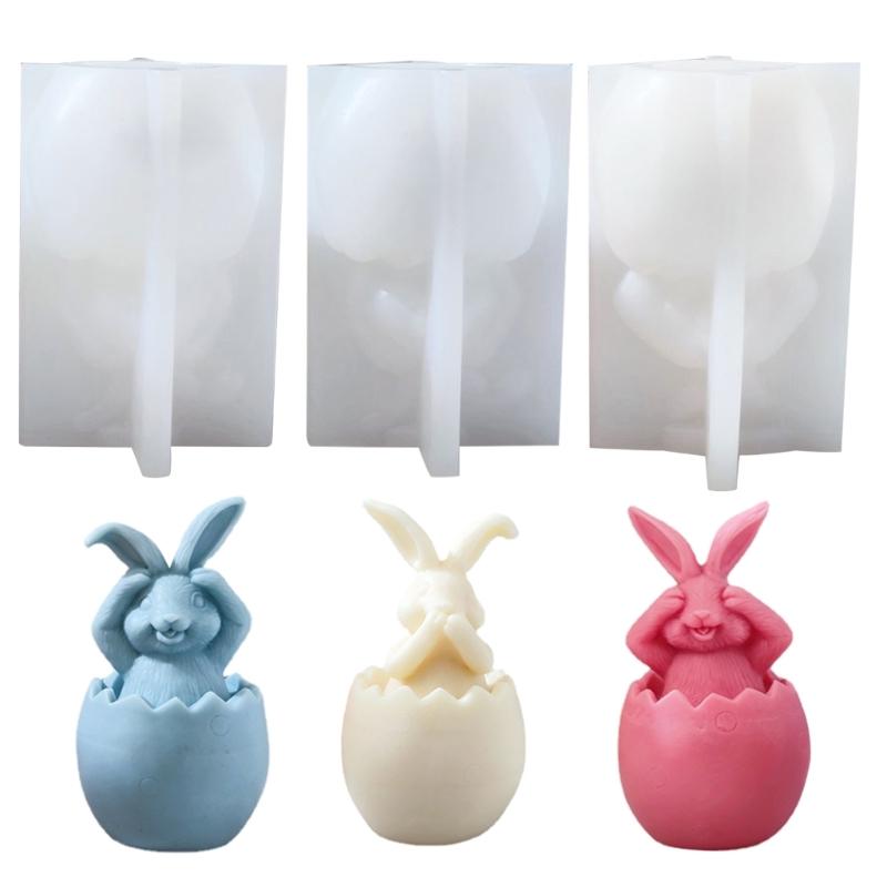 Long-Eared Egg Rabbit Plaster Doll-Silicone Mold Homemade Bunny Aromatherapy Candle Mold DIY Plaster Mold Home Decor