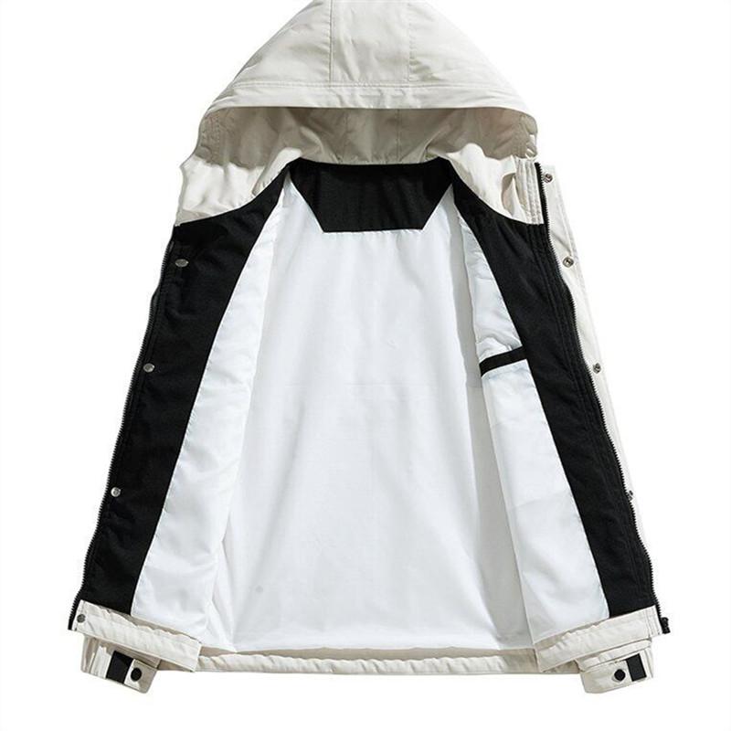 Men's Hooded Jackets Fashion Loose Outwear Male Solid Waterproof Outdoor Bomber Jacket Casual Couple Streetwear Tops