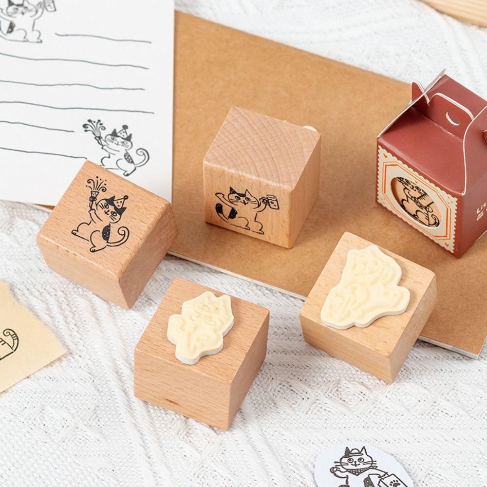 Artistic Style Wooden Rubber Stamps Journal Decoration Stamps  For DIY Card Photo Album Diary Decor