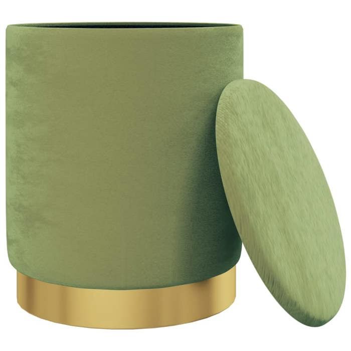 VidaXL Tabouret de rangement rond Vert moutarde Velours 31 x 37 cm 340292