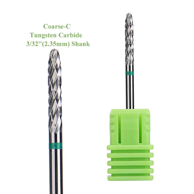 1 шт., конусное сверло для ногтей из карбида вольфрама 3/32 дюйма, вращающиеся фрезы для маникюра, аксессуары для электродрелей, инструмент для фрезерования ногтей