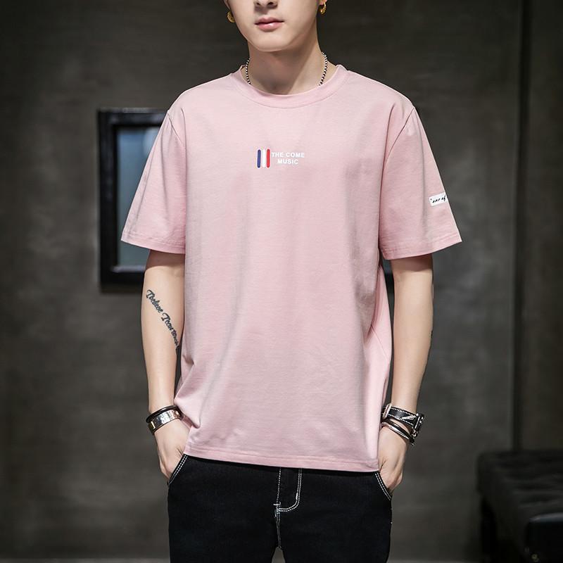 Summer Korean Version of Men's Printed Pullover Short-sleeved Youth Popular Round Neck Men's T-shirt