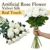 12pcs Touch White Long Stem Roses - Artificial Rose Bouquet, Suitable for Wedding, Valentine's Day, Mother's Day and Birthday Party Decorations