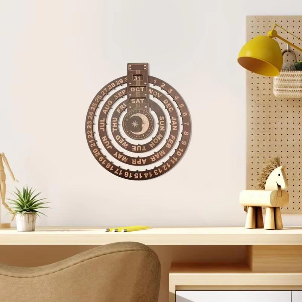 Stylish Rotating Calendar Retro Hanging Calendar Silent Operation Perpetual Calendar  Indoor