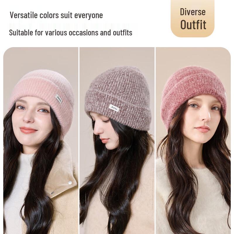 JIUMU Women's 100% Alpaca Wool Winter Knitted Hat