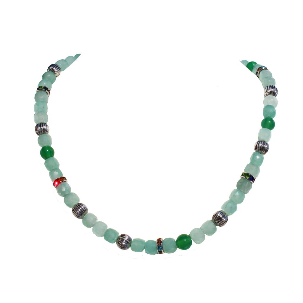 Light Luxury High Jewelry Design Natural Green Dongling Agate Beaded Necklace Exquisite Diamond Ring Bracelet 47 Gifts