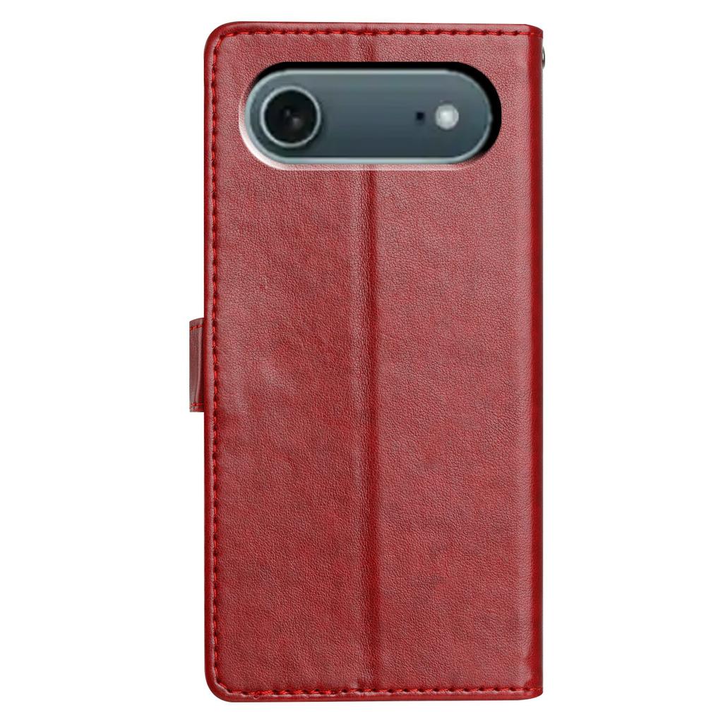 For iPhone 17 Air Leather Case Wallet Stand Phone Cover with Handy Strap