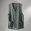 Men's Retro V-Neck Linen Vest - Breathable Summer Style