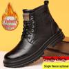 Men's New Genuine Leather Wool-Lined Martin Boots - Business Casual Winter High-Top Snow Boots.