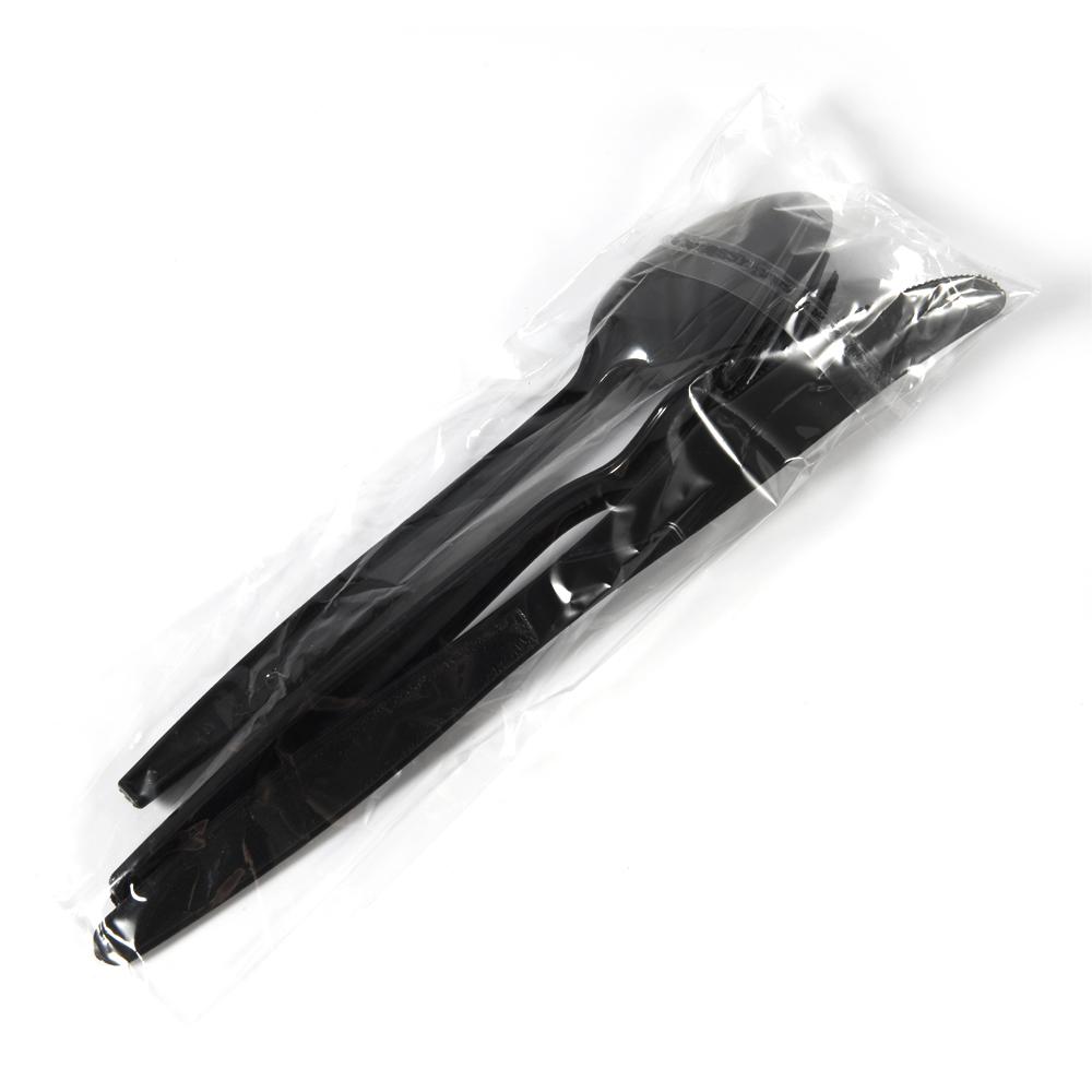 20 шт. в упаковке, черные пластиковые кухонные принадлежности из полипропилена, нож, ложка, вилка, одноразовые столовые приборы, принадлежности для дня рождения, барбекю, вечеринки
