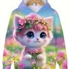 Детская одежда Толстовки Одежда для девочек Длинный рукав Милый принт кошки Повседневная Детская осенняя одежда Детская одежда Уличные топы