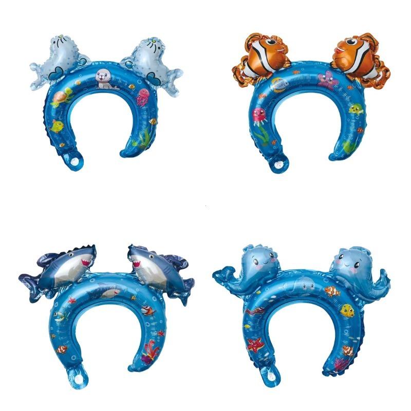 4/16 Повязка для волос с морскими животными, воздушный шар из алюминиевой пленки, подходит для декоративных шаров на морскую тематику