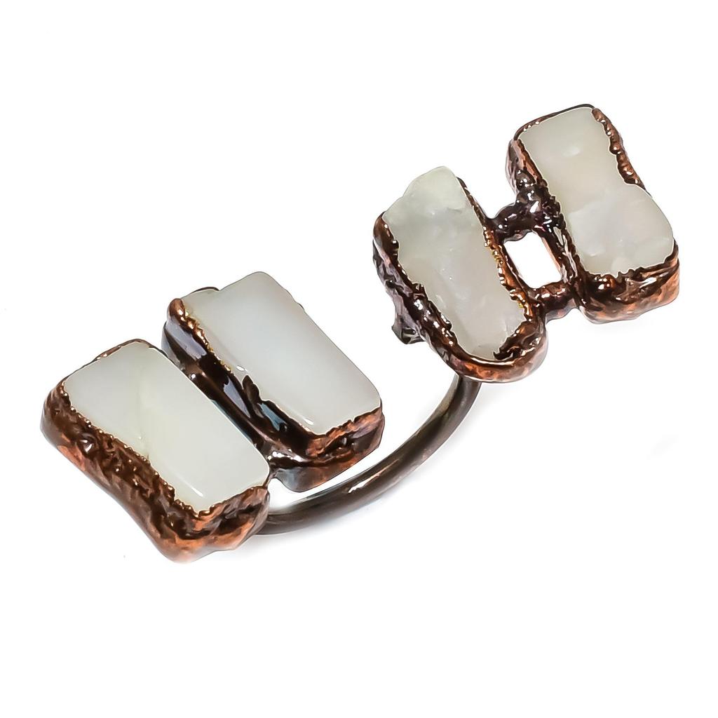 Кольцо из прозрачного кварца ручной работы, кольцо из электроформированной меди, антикварное украшение, регулируемое кольцо, подарок на помолвку