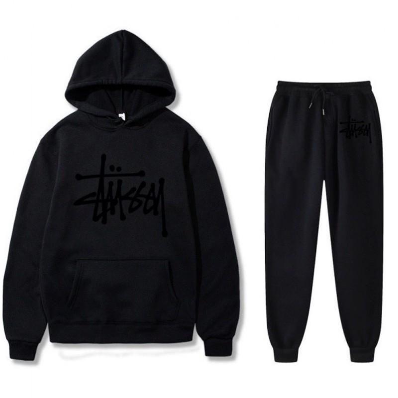 Unisex Streetwear Hooded Sweatshirt Jogger Set Casual Loose Fit Outfit