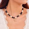 Bohemian Style Starfish Pendant Necklace Niche Design Irregular Stone Choker  Holiday Party