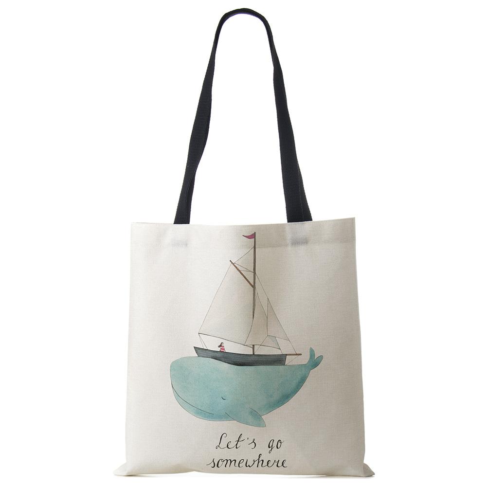 Свежая картина, милый кит, морская серия, сумка на плечо, женские сумки, дизайнерские сумки большой емкости