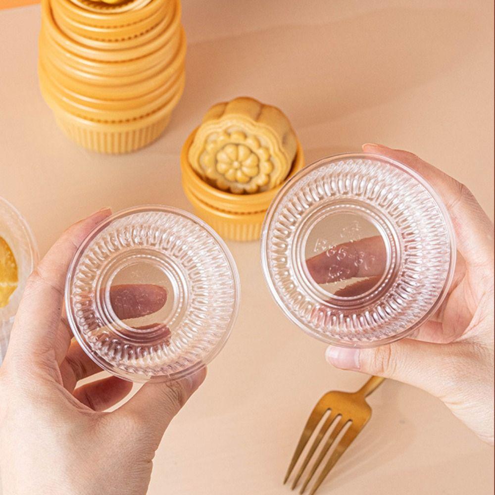 100pcs Transparent/yellow Mooncake Inner Tray Round Moon Cake Holder Pastry Packaging Boxes  Cookie