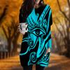 New In Autumn Artistic Eye Print Plus Size Dress Women O'neck Long Sleeves Casual Pocket Dresses