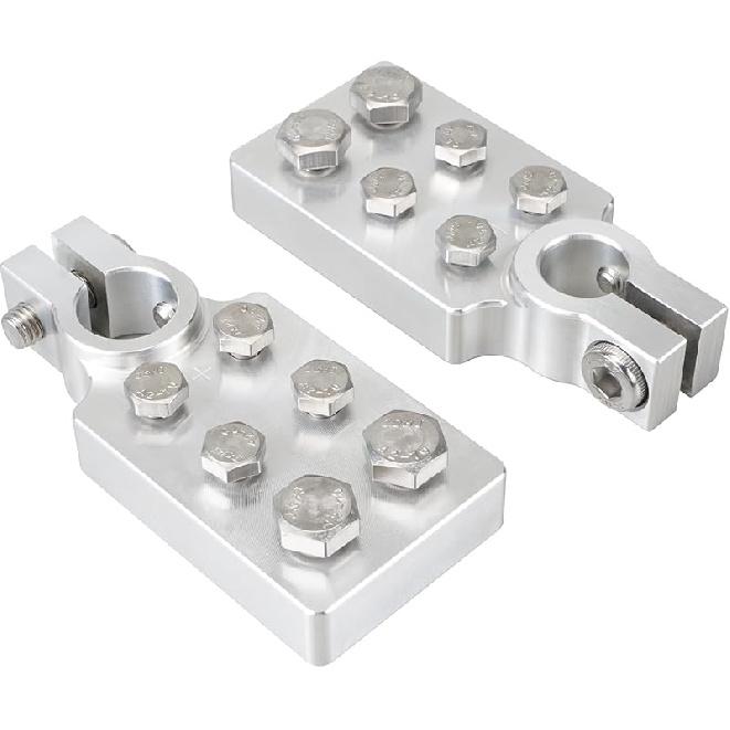 Bevee 6 Spot Battery Terminal Connector Clamps 4/0(XL) AWG Gauge, Positive And Negative (+/-)(Pair) For Standard SAE Post Style, Multi-Size Hole