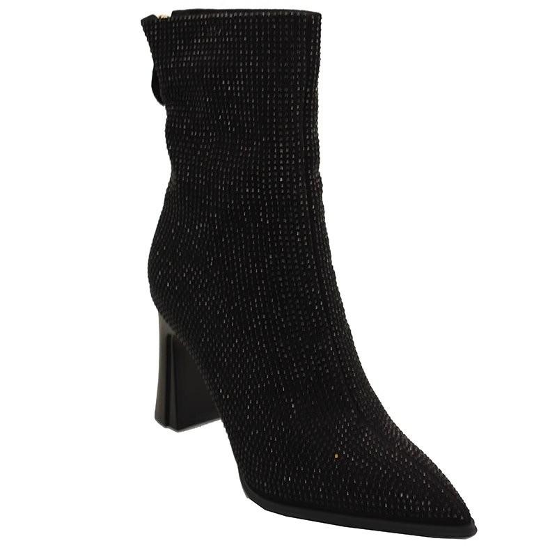 Женские ботильоны на высоком каблуке с кристаллами, роскошные туфли с острым носком, новинка зимнего тренда, элегантные туфли для вечеринок, модные туфли Chelsea Botas Mujer