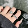 Antique rhombus star brushed individual opening ring, female star ribbed light neutral wind simple and versatile couple ring
