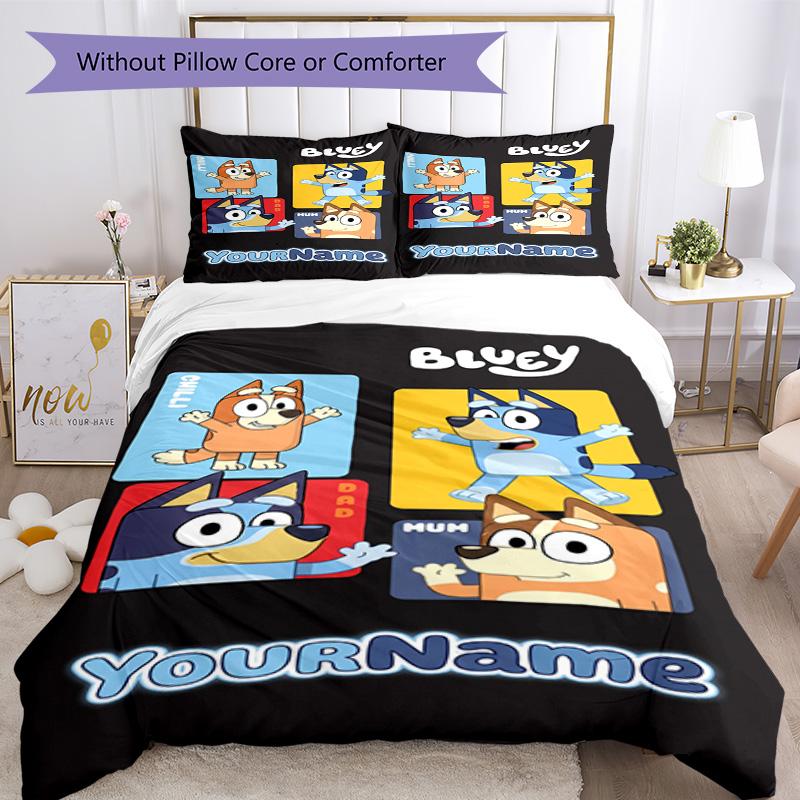 Bluey 149 Customize your name Bedding Set Breathable Duvet Cover with Pillowcases Home Decoration Birthday Gift