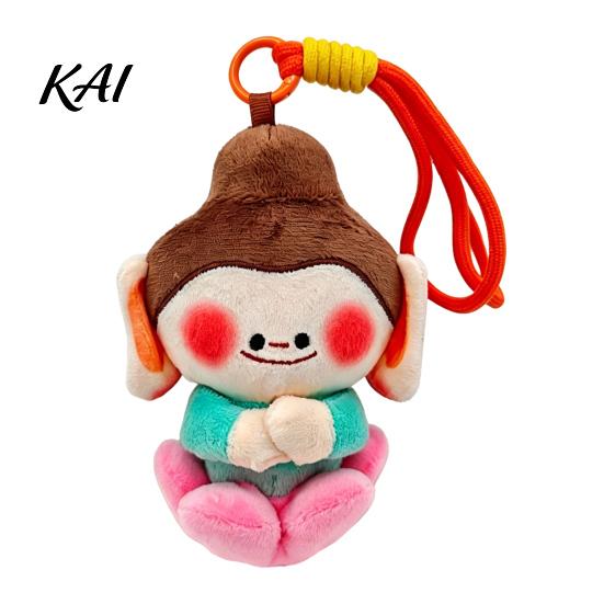 Small Stuffed Toy Ornament Cute Buddha Keychain, Dunhuang Style Plush Pendant with Embroidered Kawaii Backpack Accessory Details, Soft Car Bag Charm,