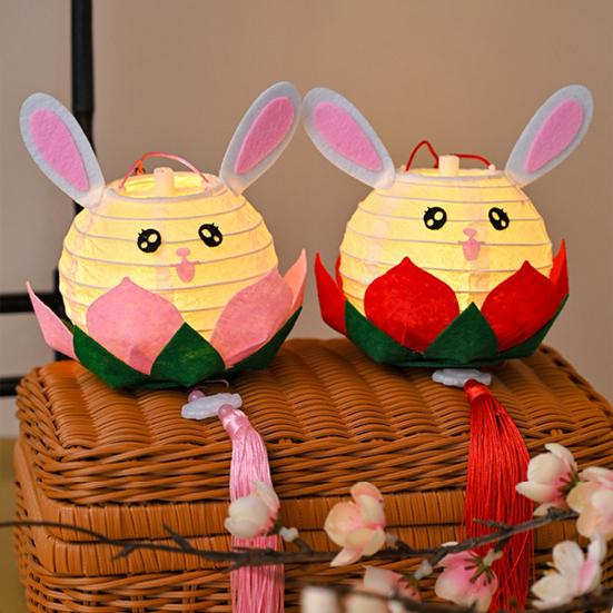 Набор для изготовления фонариков в виде кроликов своими руками, светодиодные фонарики ручной работы, пакет материалов, подвесные фонари на Праздник середины осени, инструменты для изготовления поделок для родителей и детей
