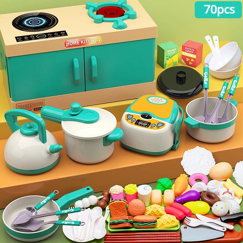 Play Kitchen Accessories Kids Kitchen Playset with Kids Pots Pans Playset Food Fruit Veggies, Kitchen Toys, Cooking Utensils Toy