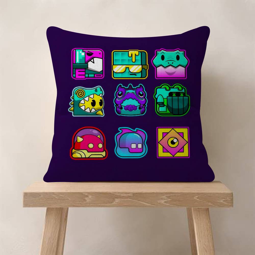 Game Geometry cartoon Dash Pillow Gift Home Office Decoration Bedroom Sofa Car Cushion Cover case 45x45