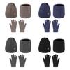 3Pcs/Set Men Hat Scarf Gloves Set Solid Color Twist Texture Brimless Hat Neckerchief Knitting Gloves Set Winter Accessories