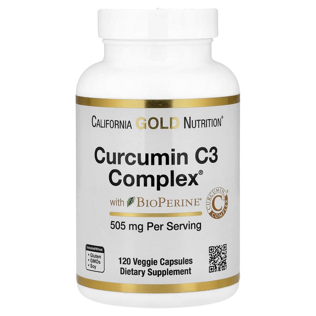 Bioperine® Curcumin C3 Complex® with Black Pepper Extract, Turmeric Curcumin Complex, Enhanced Bioavailability, 505Mg, 120 Veggie Capsules