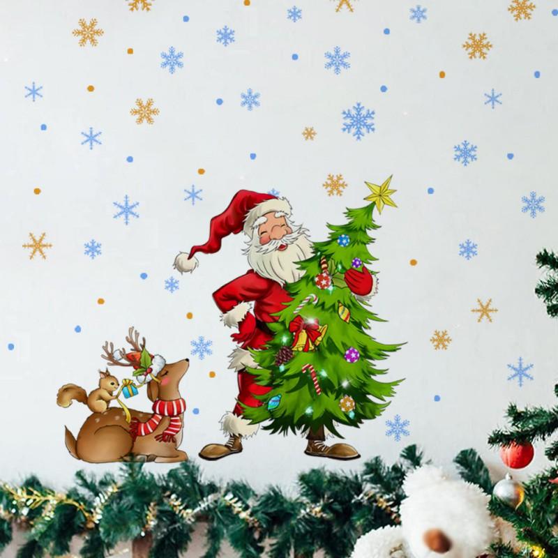 Главная Окно Новогодние наклейки ПВХ Милые настенные наклейки Рождественские наклейки на окна Наклейки на стены в детской комнате Веселые рождественские украшения