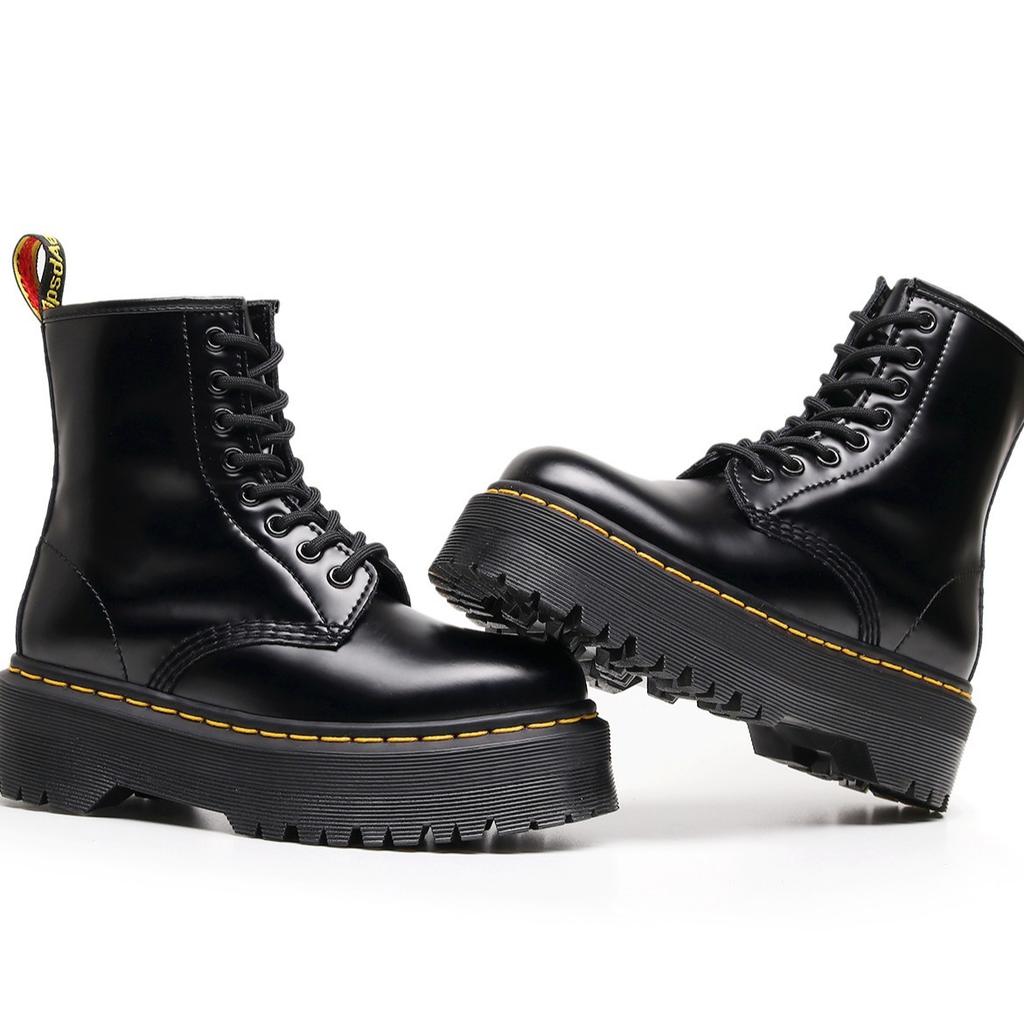 Дырки высокие кожаные ботинки на толстой подошве ботинки до колена британский стиль ручная работа гладкая коровья кожа короткие ботинки рабочие