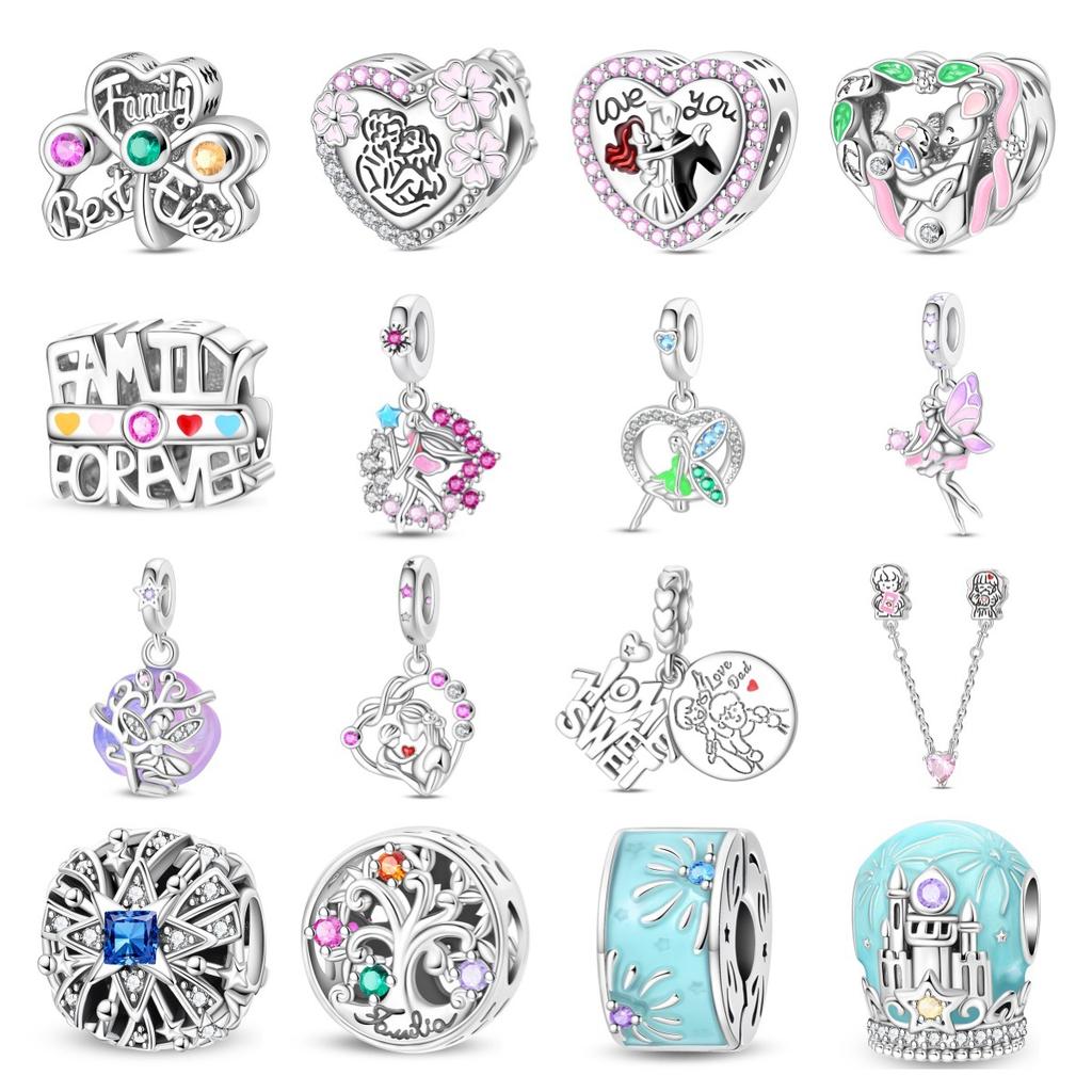 2026 Family Relatives Valentine's Day Charm Beaded Pendant DIY Jewelry Bracelet Necklace Accessories 925 Silver