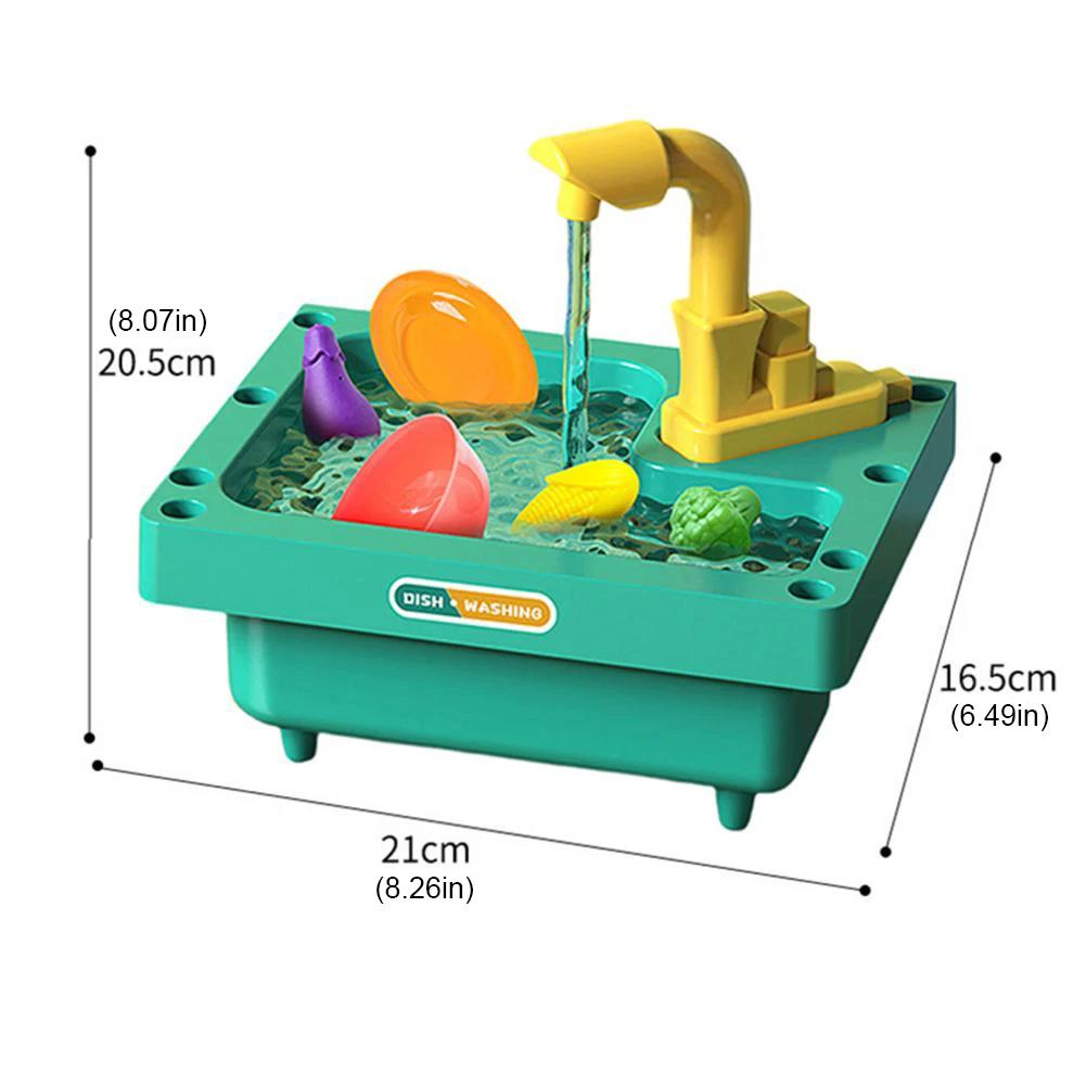 Non-Toxic Children'S Dishwashing Table Kitchen Pretend Play Faucet Cycle Out Recycling Water Electric Sink Kit Plastic Toys For Children Gifts