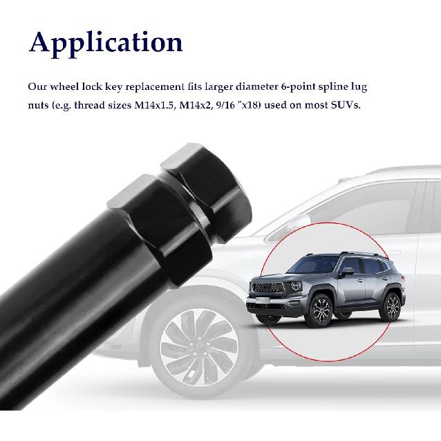 Large 6 Spline Lug Nut Socket,Wheel Lock Key Replacement For Aftermarket 6 Spline Lug Nut,Wheel Lock Removal Tool For 21 Mm(13/16 Inch)&22 Mm(7/8