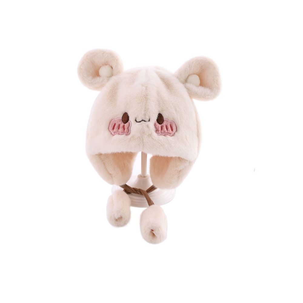 Мягкая осенне-зимняя шапка Милая теплая шапка-бини с ушками Детская теплая шапка Детская плюшевая шапка Для улицы